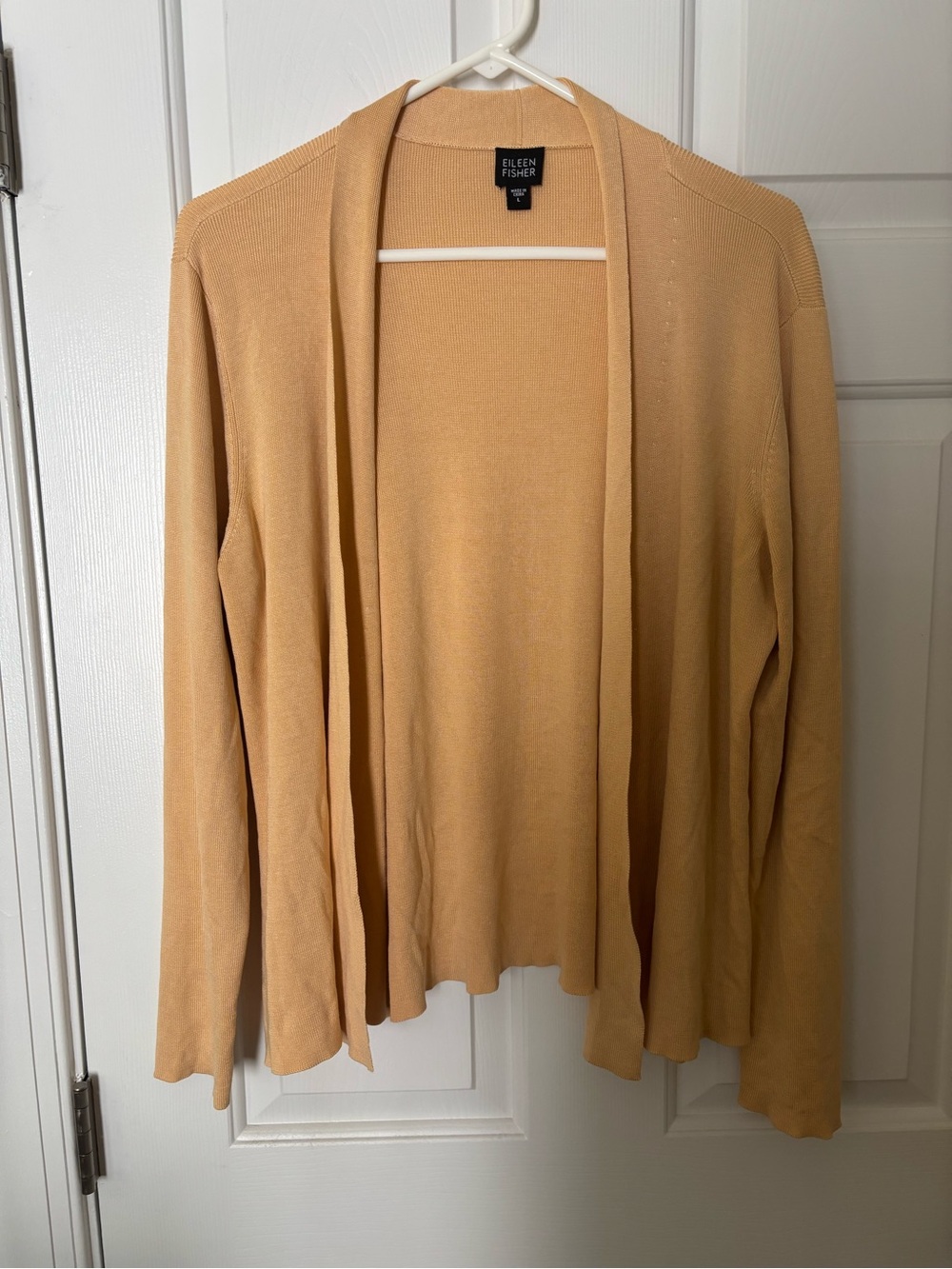Eileen Fisher Open-Front Cardigan in Light Camel Large